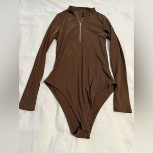 Brown Long Sleeve Bodysuit